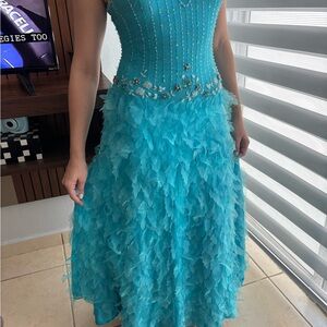 Elegant Vintage Turquoise Prom Dress